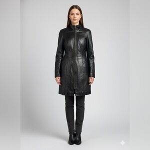 Danier Black Leather Long Jacket